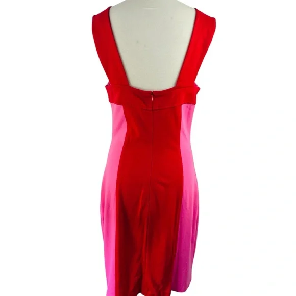 2.b Rych Vibrant Red and Pink Body Con Sleeveless Dress, Size 10 - Picture 2 of 9